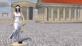 Statue of Justice, Themis, Femida with scales and a sword in his hands.3D rendering