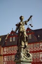 Statue of Justizia at Romer in Frankfurt Royalty Free Stock Photo
