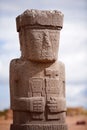 Statue on Kalasasaya temple in Tiwanaku Royalty Free Stock Photo