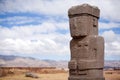 Statue on Kalasasaya temple in Tiwanaku Royalty Free Stock Photo