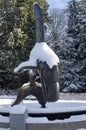 Statue of Killer Whale by Bill Reid in Stanley Park in Vancouver