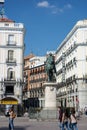 Statue of King Carlos III located in the `Puerta del Sol` square in Madrid Royalty Free Stock Photo