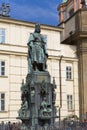 Statue of King Charles IV Karolo Quarto near Charles Bridge in Prague Royalty Free Stock Photo