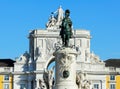 Statue of King D. Jose I and the Arch of Triumph of Rua Augusta, Lisbon, Portugal Royalty Free Stock Photo