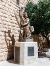 The statue of King David with harp near entrance to his tomb on Mount Zion in Jerusalem, Israel Royalty Free Stock Photo