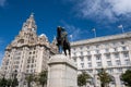 Statue of King Edward VII on the waterfront at Liverpool July 2020 Royalty Free Stock Photo
