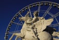 Statue of King of Fame riding Pegasus on the Place de la Concorde with ferris wheel at background, Paris, France Royalty Free Stock Photo