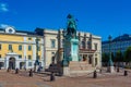 Statue of king Gustav Adolf in Swedish town Goteborg during a su Royalty Free Stock Photo