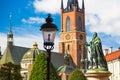 Statue of King Gustav Vasa in front of Riddarholmen Church in Stockholm, Sweden. Summer sunny day Royalty Free Stock Photo