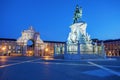 Statue of King Joze I in evening illumination Royalty Free Stock Photo