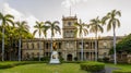 Statue of King Kamehameha in downtown Honolulu, Hawaii in front of King Kamehameha V Judiciary History Center