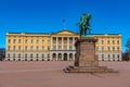 Statue of king Karl Johan in front of the royal palace in Oslo, Norway Royalty Free Stock Photo