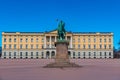 Statue of king Karl Johan in front of the royal palace in Oslo, Norway Royalty Free Stock Photo