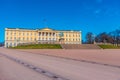 Statue of king Karl Johan in front of the royal palace in Oslo, Norway Royalty Free Stock Photo