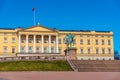 Statue of king Karl Johan in front of the royal palace in Oslo, Norway Royalty Free Stock Photo