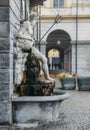 Statue of King Neptune, God of freshwater and the sea in Roman religion - Piazza Emile Chanoux, Aosta, Italy