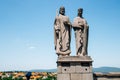 Statue of King Stephen I. and Queen Gisela on Castle Hill in Veszprem, Hungary