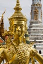 Statue of Kinnari in the Grand Palace (Wat Phra Kaeo) in Bangkok, Thailand. Royalty Free Stock Photo