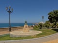 Statue of la Perla de Cadiz along the sea coast