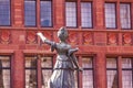 Statue of Lady Justice in front of the Romer in Frankfurt Royalty Free Stock Photo