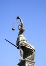 Statue of Lady Justice in front of the Romer in Frankfurt - Germany Royalty Free Stock Photo