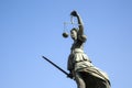 Statue of Lady Justice in front of the Romer in Frankfurt - Germany Royalty Free Stock Photo