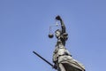 Statue of Lady Justice in front of the Romer in Frankfurt - Germany Royalty Free Stock Photo