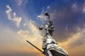 Statue of Lady Justice in front of the Romer in Frankfurt - Germany Royalty Free Stock Photo