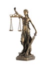 Statue of Lady Justice on white. Symbol of fair treatment under law
