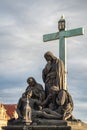 Statue of the Lamentation of Christ Pieta at Charles Bridge - Prague, Czech Republic