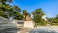 Statue of Lee Si-yeong, the first Vice President of South Korea, at Namsan Park in the beautiful evening sunset