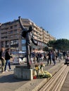 Statue of the legend of Freddie Mercury in Montreux in Switzerland 30.3.2019