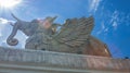 Statue of Lembuswana in Pulau Kumala, Mythology animal from Indonesia, with blue sky as the background