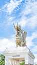 Statue of Lembuswana in Pulau Kumala, Mythology animal from Indonesia, with blue sky as the background