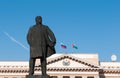 Statue of Lenin and town hall in Tyumen Royalty Free Stock Photo