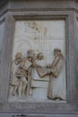 Statue of Leonardo Da vinci in Piazza della Scala, Milan, Italy. Royalty Free Stock Photo