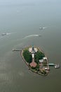 Statue of liberty aerial view Royalty Free Stock Photo