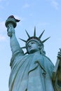 The Statue of Liberty is a colossal copper statue designed by Auguste Bartholdi a French sculptor was built by Gustave Eiffel Royalty Free Stock Photo