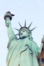 The Statue of Liberty is a colossal copper statue designed by Auguste Bartholdi a French sculptor was built by Gustave Eiffel Royalty Free Stock Photo