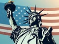 Statue of Liberty with American Flag Clipart