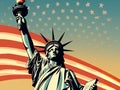 Statue of Liberty with American Flag Clipart