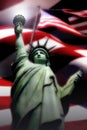 AMERICAN FLAG WAVING PATRIOTIC STATUE OF LIBERTY 4th of JULY Royalty Free Stock Photo