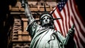 The Statue of Liberty and the American flag are symbols of freedom and democracy - Generative AI Royalty Free Stock Photo