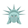 Statue of Liberty angry Emoji. US landmark statue face Aggressive emotion isolated