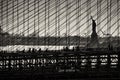 Statue of Liberty as seen through Brooklyn Bridge Royalty Free Stock Photo