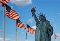 Statue of Liberty on the background flag United States New York, US Royalty Free Stock Photo