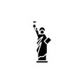 Statue of liberty black icon concept. Statue of liberty flat vector symbol, sign, illustration. Royalty Free Stock Photo