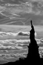 Statue of liberty black and white vertical isolated silhouette Royalty Free Stock Photo