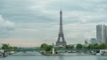 The Statue of Liberty and the Eiffel Tower Timelapse. Paris, France Royalty Free Stock Photo