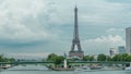 The Statue of Liberty and the Eiffel Tower Timelapse. Paris, France Royalty Free Stock Photo